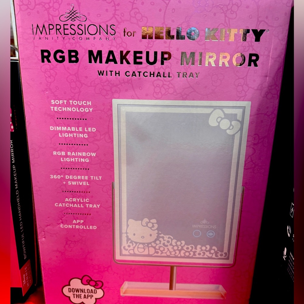 LARGE HELLO KITTY MAKE UP MIRROR WITH TOUCH PAD AND LED LIGHTS